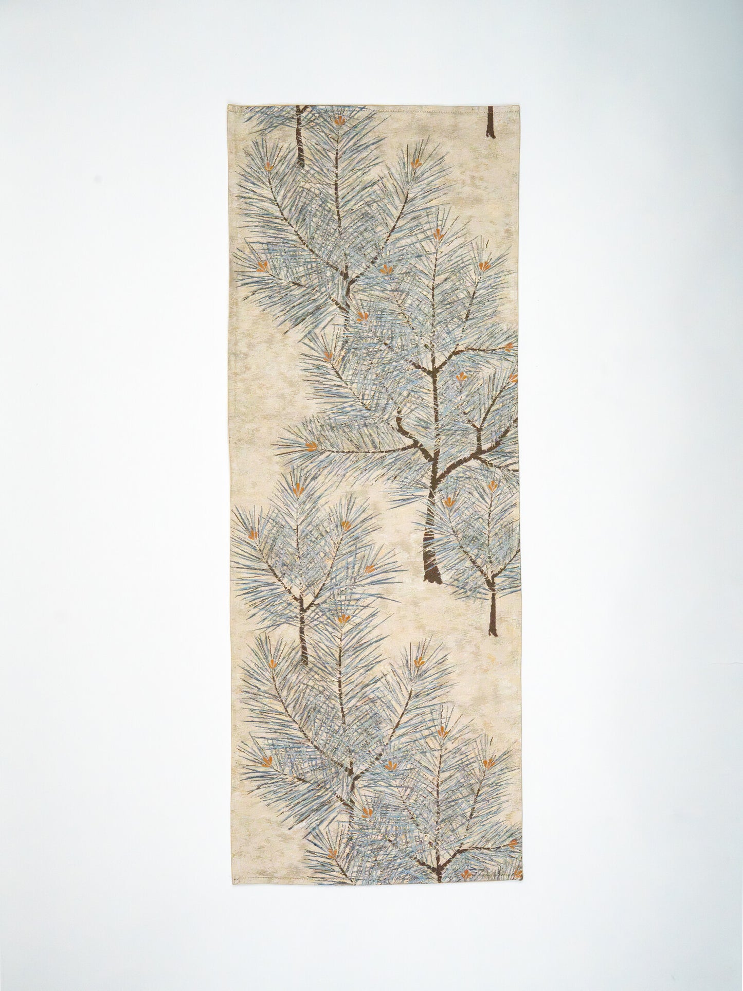 The Eternal Pine | Vintage Japanese Silk Scroll, Matsu Pine Branch, Chirimen Cream