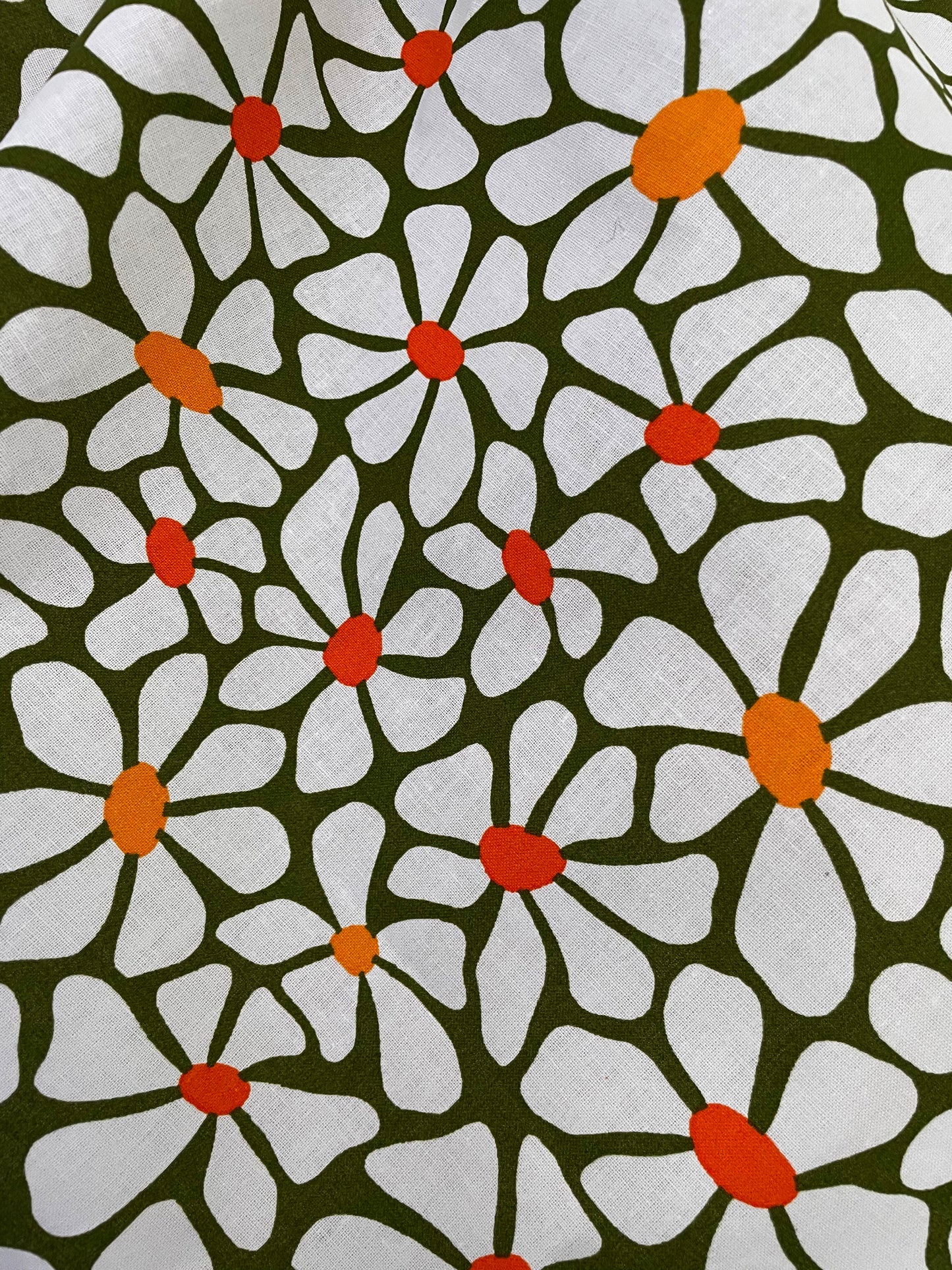 Cotton Furoshiki – The Pop Daisy, Dense Bloom in Olive