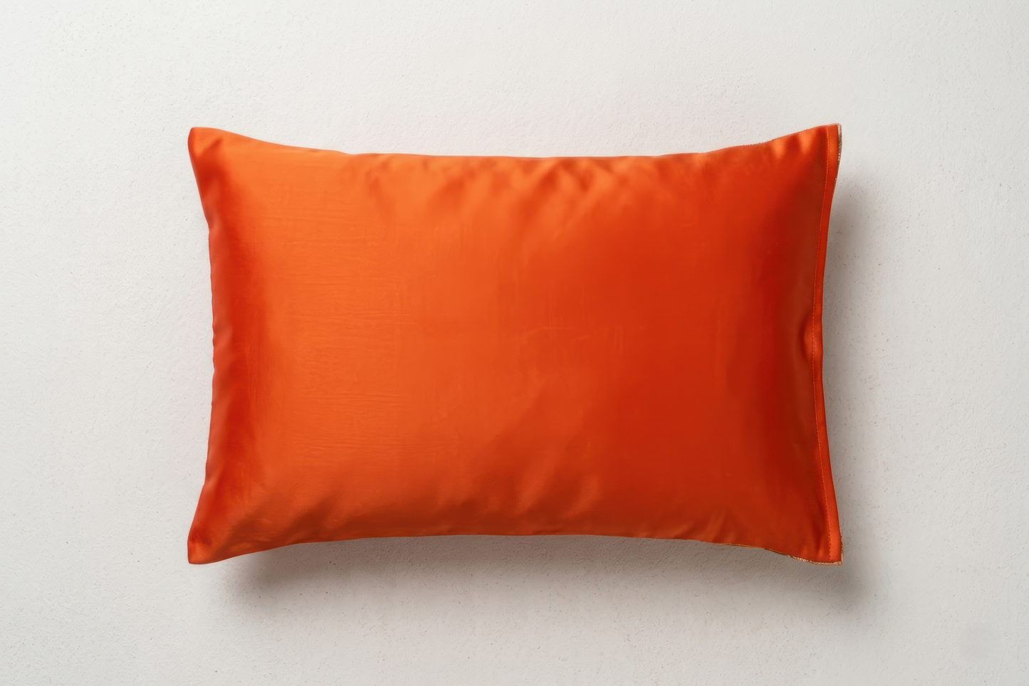 Japanese ceremonial silk lumbar pillow with momiji maple cascade in amber and persimmon — Renaras atelier
