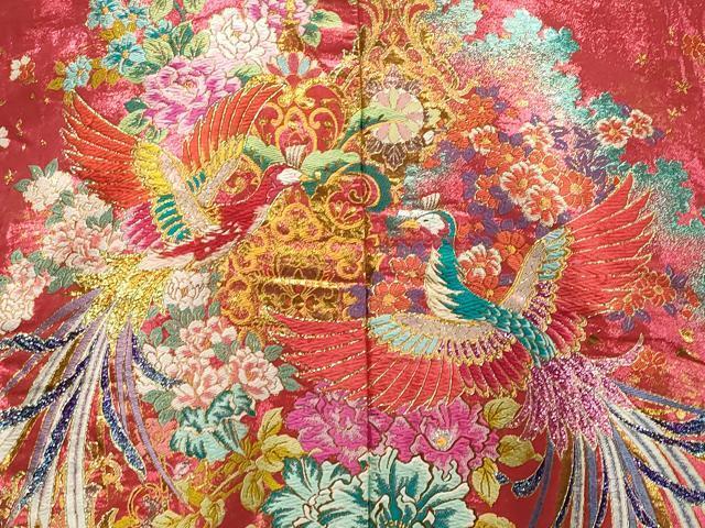 Japanese ceremonial silk Uchikake with phoenix in pink-to-purple ombré — Renaras atelier