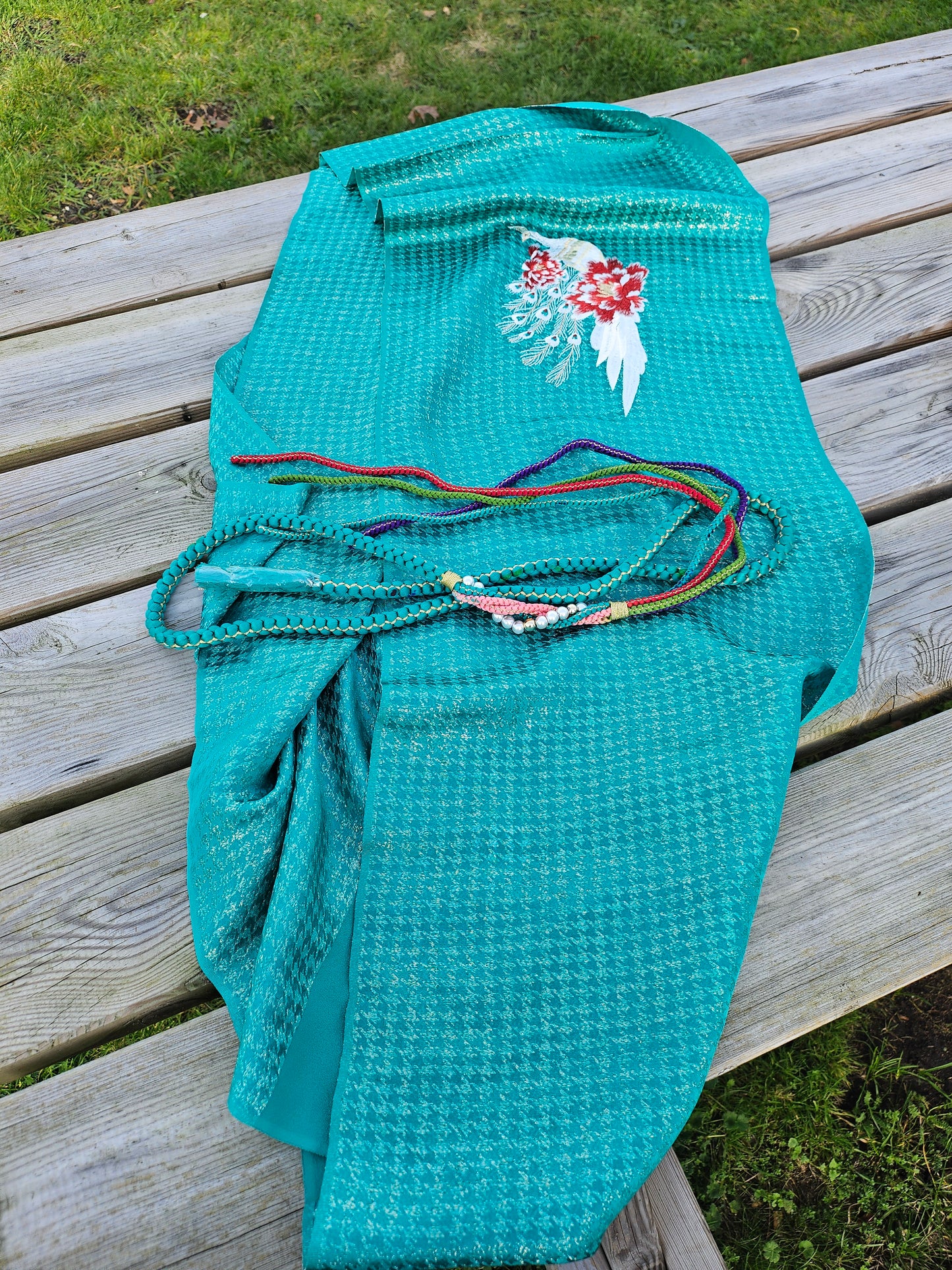 The Peacock & Peony Silk Shawl