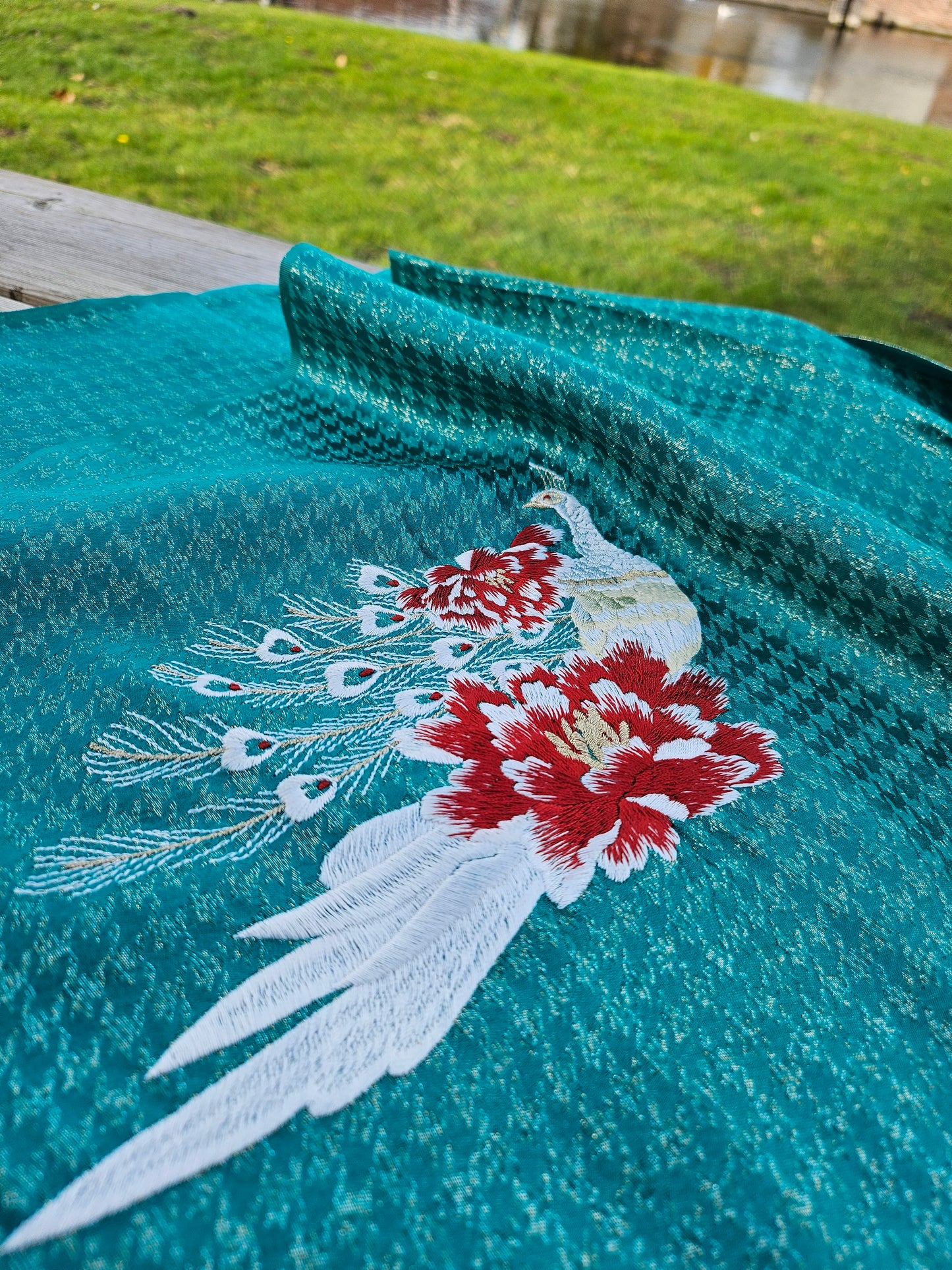 The Peacock & Peony Silk Shawl