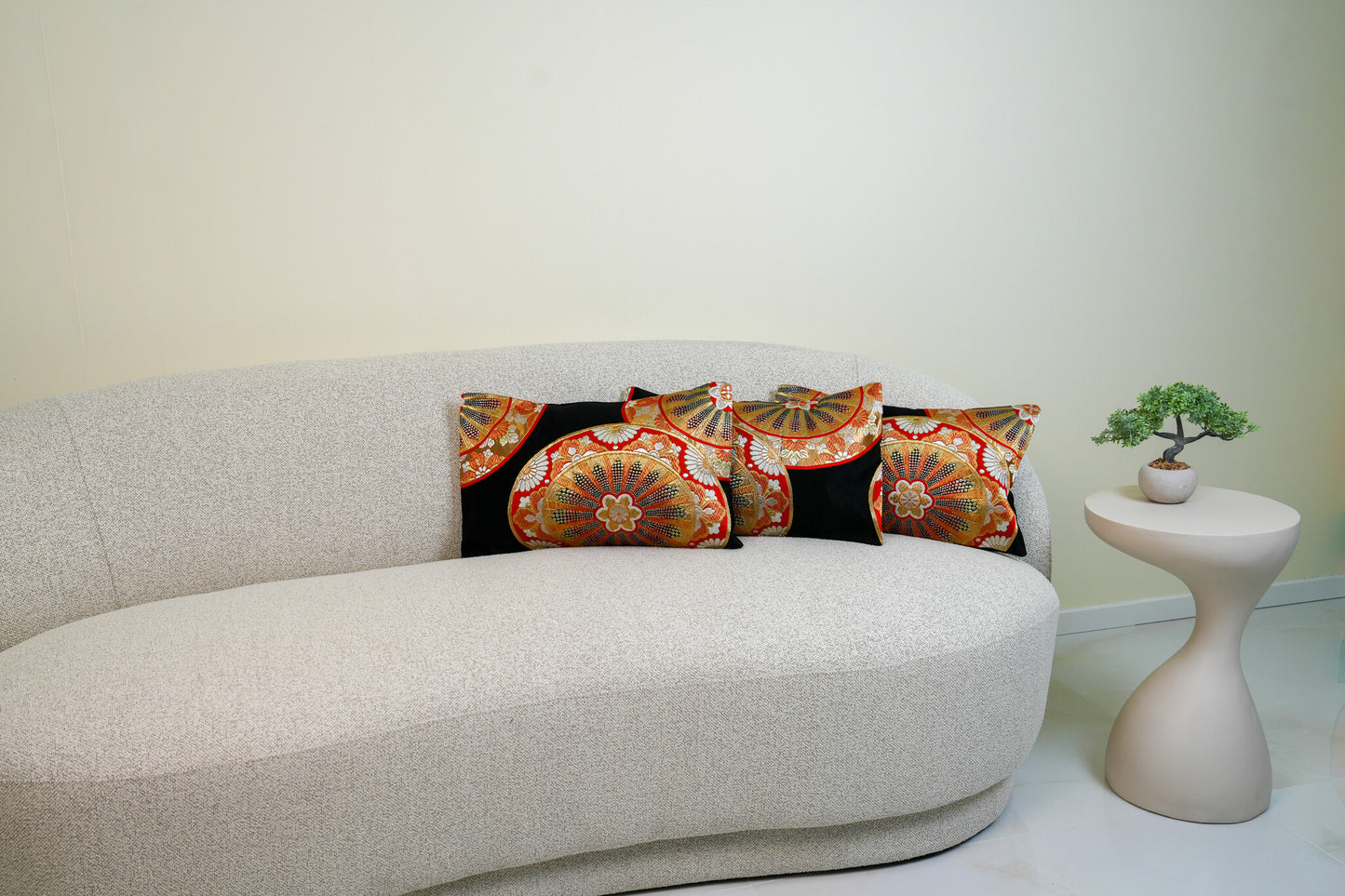 The Miyako Noir Lumbar Pillow: Imperial Genji Silk