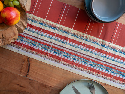 Japanese ceremonial silk table runner in akane madder red — Renaras atelier