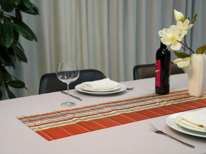 Japanese ceremonial silk table runner in akane madder red — Renaras atelier
