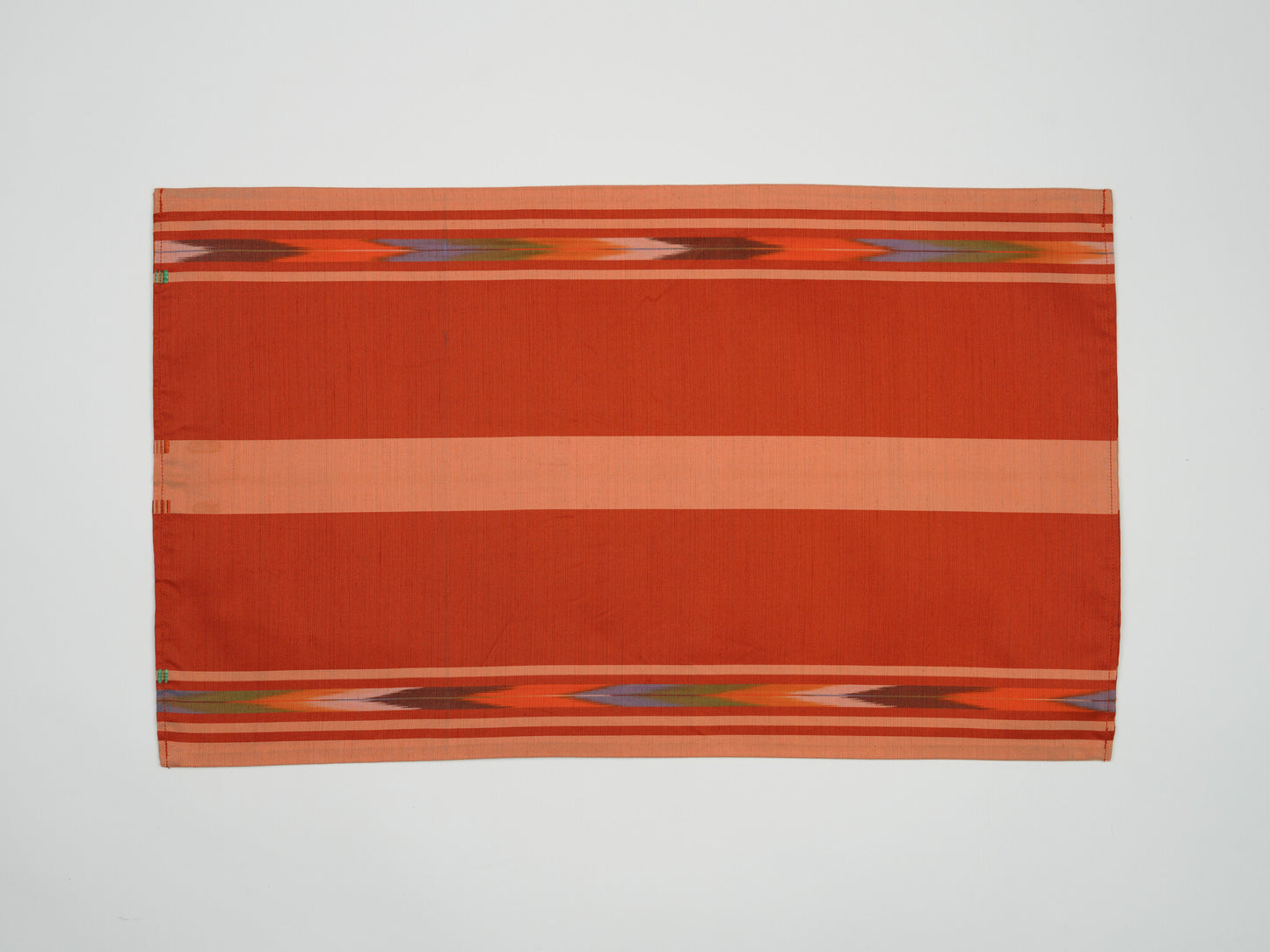 Japanese ceremonial silk placemat with Nagoya mosaic and ikat borders — Renaras atelier
