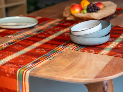 Japanese ceremonial silk placemat with Nagoya mosaic and ikat borders — Renaras atelier