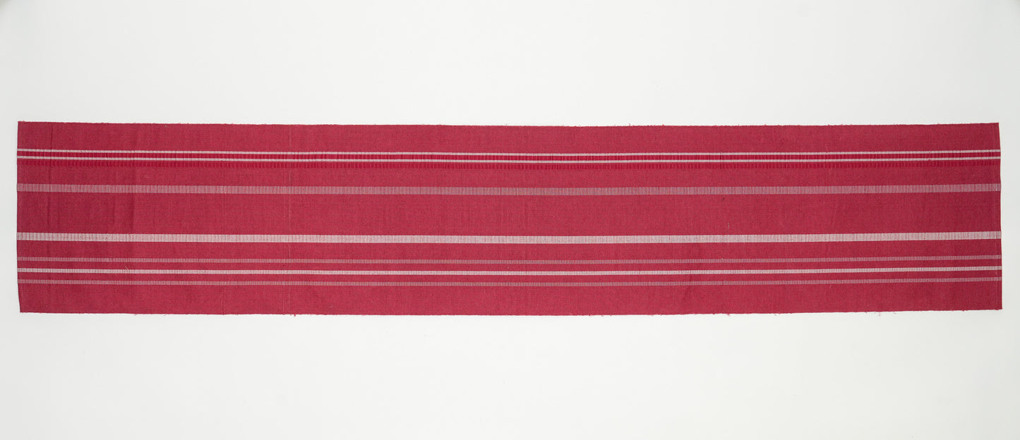 The Enji-Shima | Vintage Japanese Silk Table Runner in Burgundy, Shima Stripe