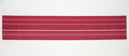 Japanese ceremonial silk table runner with horizontal stripe in burgundy and ivory — Renaras atelier