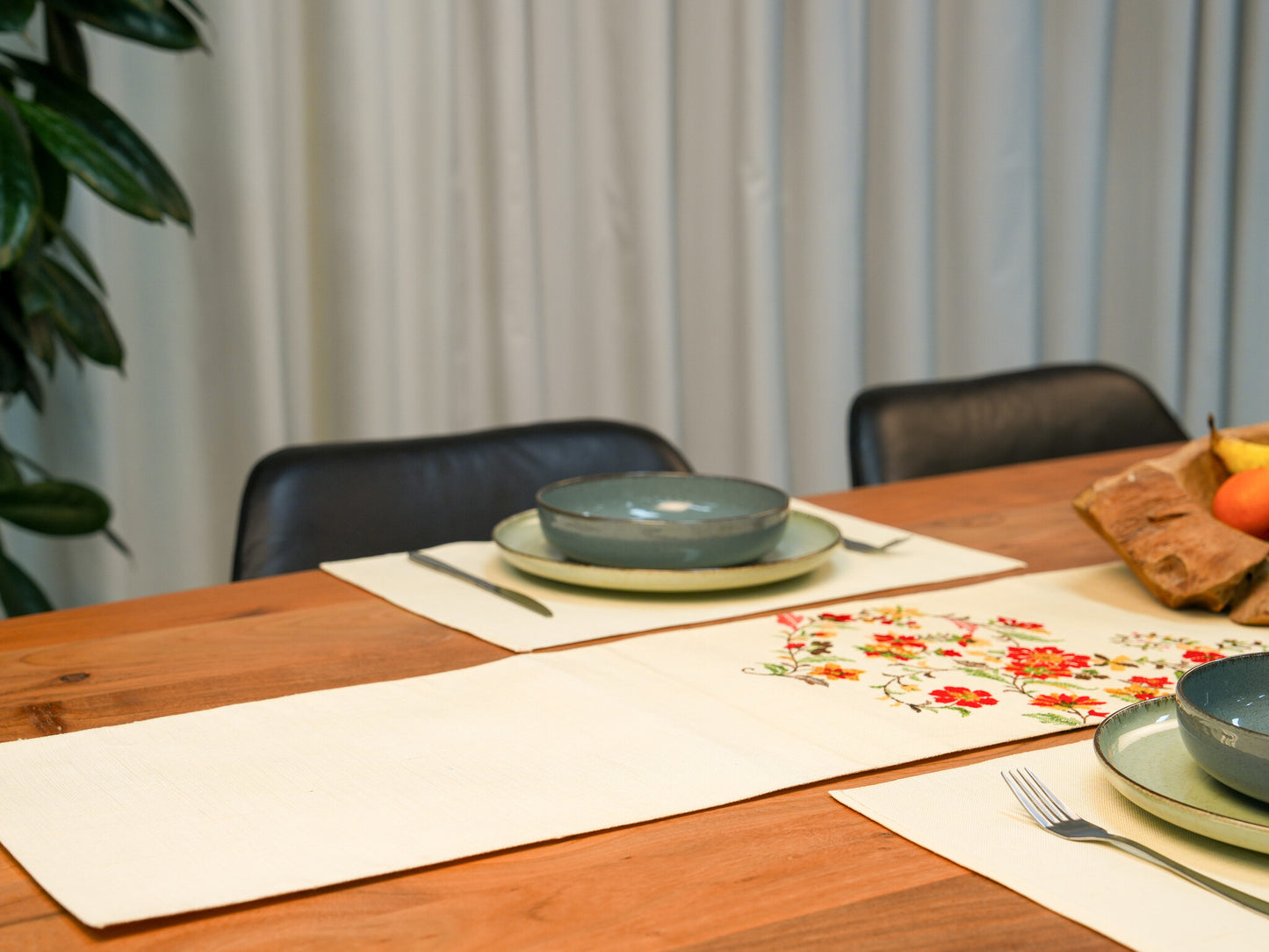 Renaras The Champagne Orchard: Pure Silk Canvas Placemat — silk placemat view 3