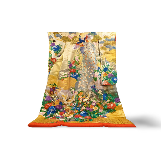 The Celestial Peacock: A Golden Uchikake of Imperial Grandeur