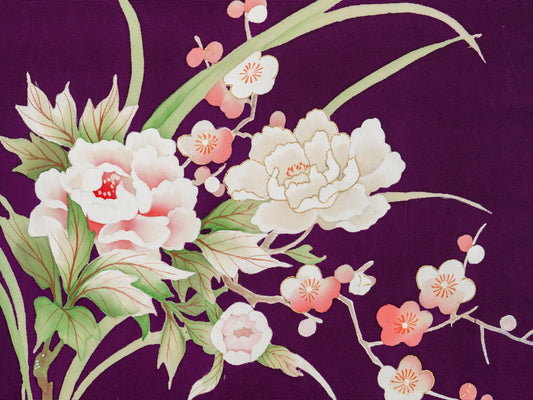 The "Midnight Botan" Scroll | Hand-Painted Vintage Silk Tapestry
