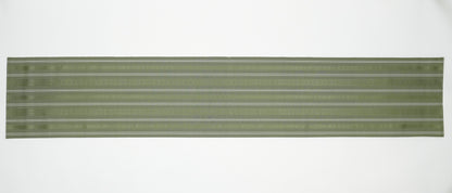 Japanese ceremonial silk table runner with vertical stripe in green and silver — Renaras atelier