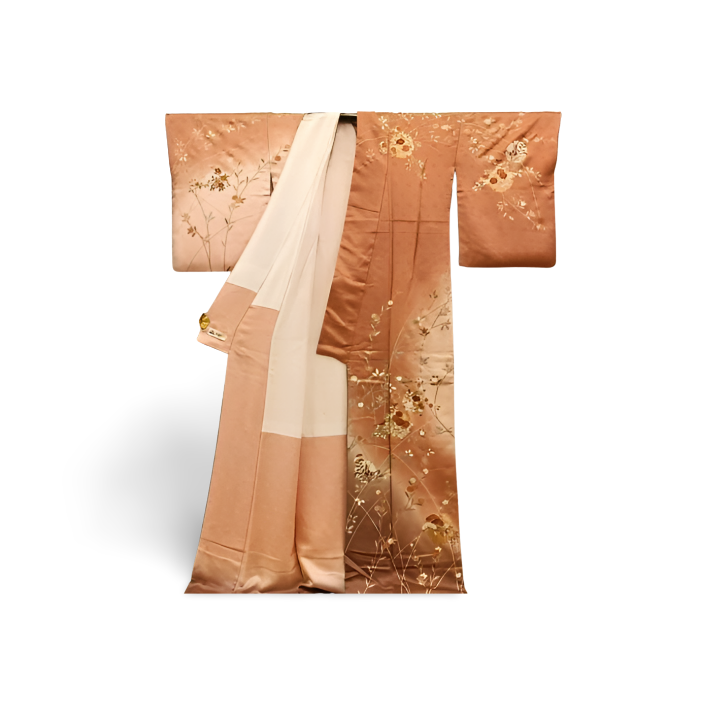 Japanese ceremonial silk Hōmongi with snow circle and chrysanthemum in gold — Renaras atelier