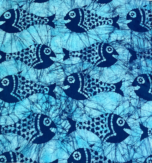 Cotton Furoshiki – The Shoal, Fish in Turquoise