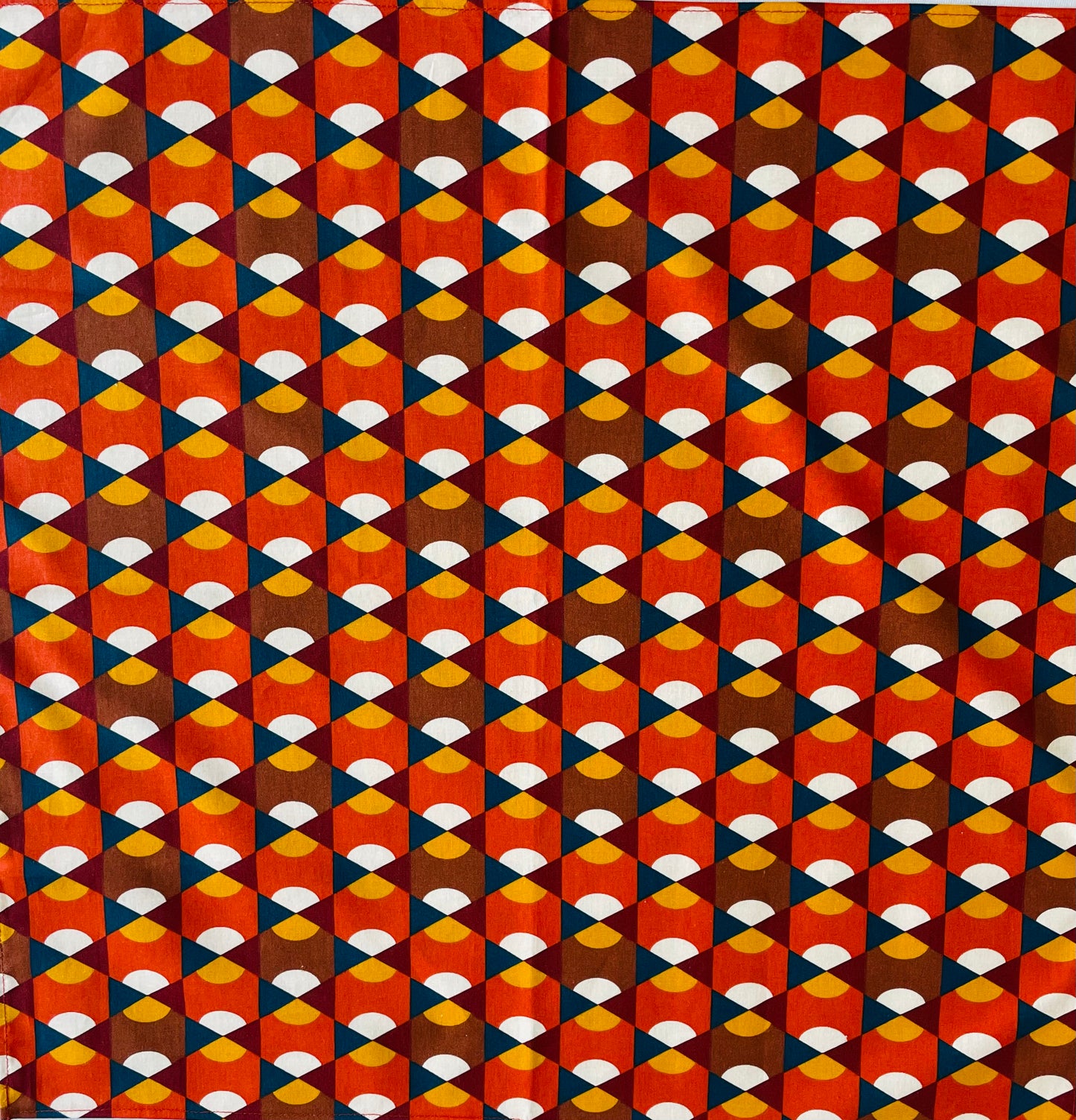 Cotton Furoshiki – The Scallop, Vertical Columns in Orange and Teal