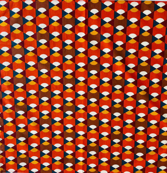 Cotton Furoshiki – The Scallop, Vertical Columns in Orange and Teal