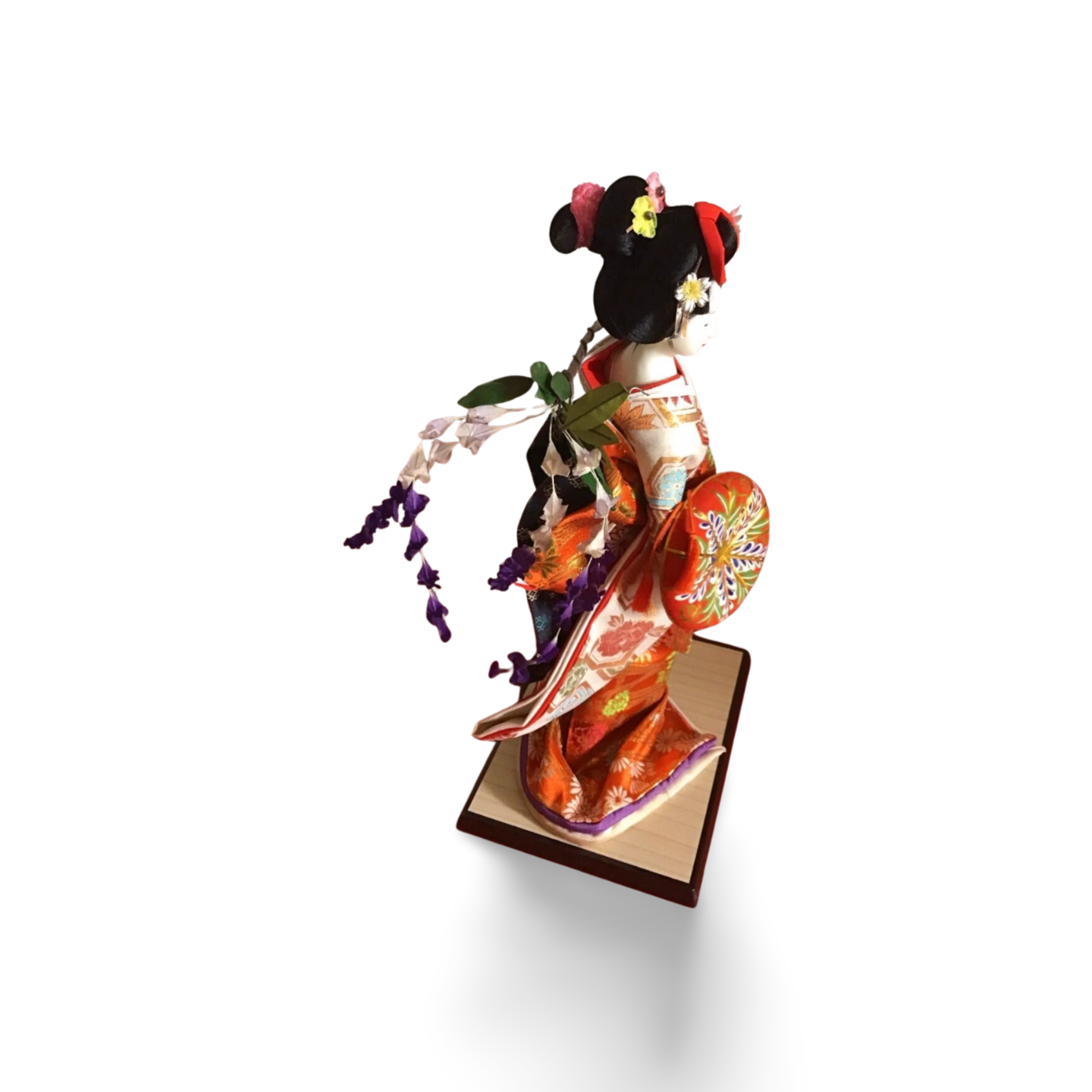 Japanese Fujimusume ningyō by Aiho in persimmon and gold brocade — Renaras atelier