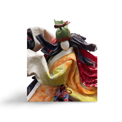 Japanese washi paper sculpture by Kazue Tanabe — wind dancer figure — Renaras atelier