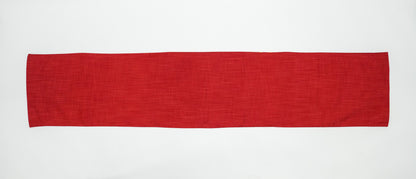 Japanese ceremonial silk table runner with momiji maple forest in crimson and multicolour — Renaras atelier