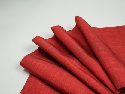 Japanese ceremonial silk table runner with momiji maple forest in crimson and multicolour — Renaras atelier