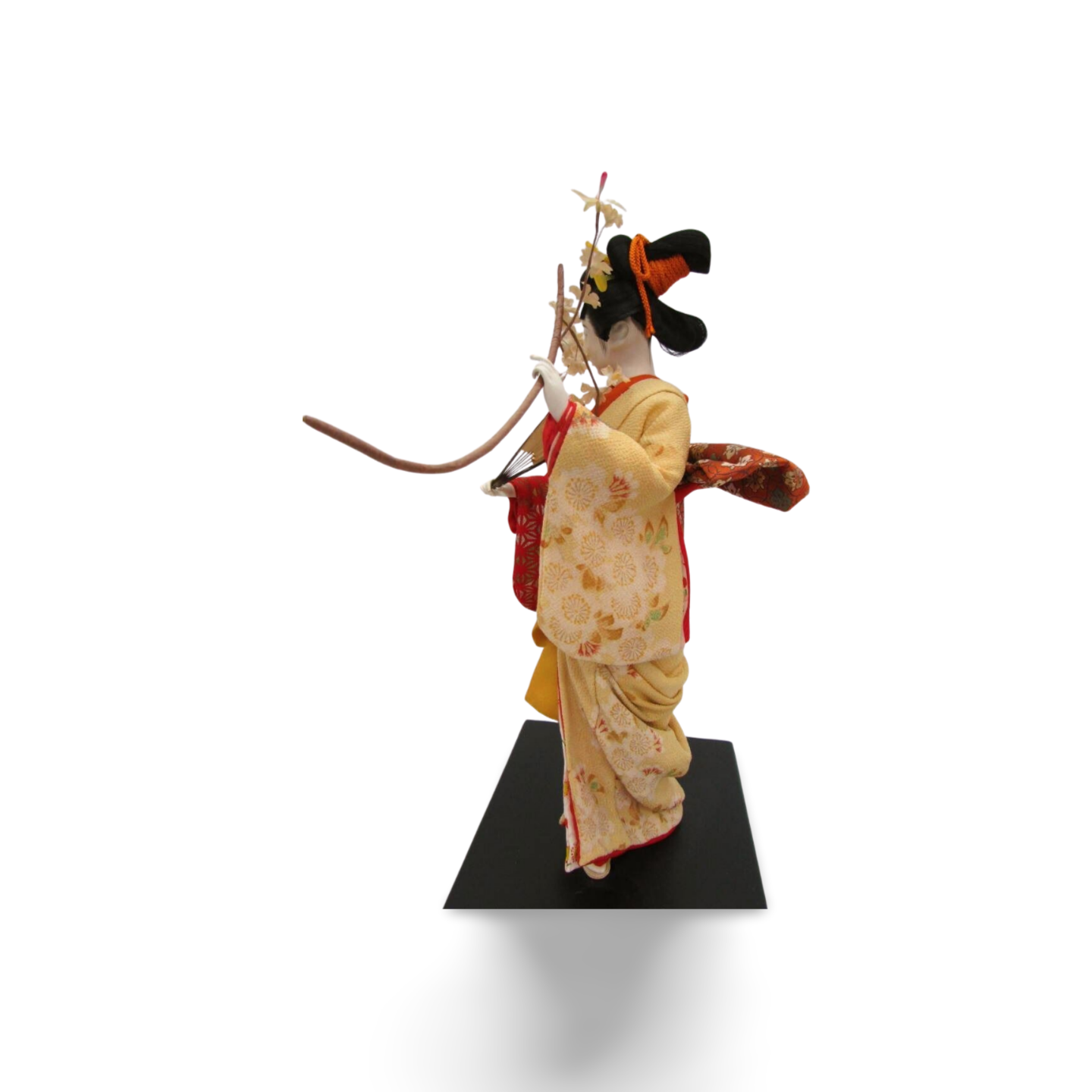 Japanese Oyama Ningyō Maiko doll in dance posture with crimson kimono — Renaras atelier