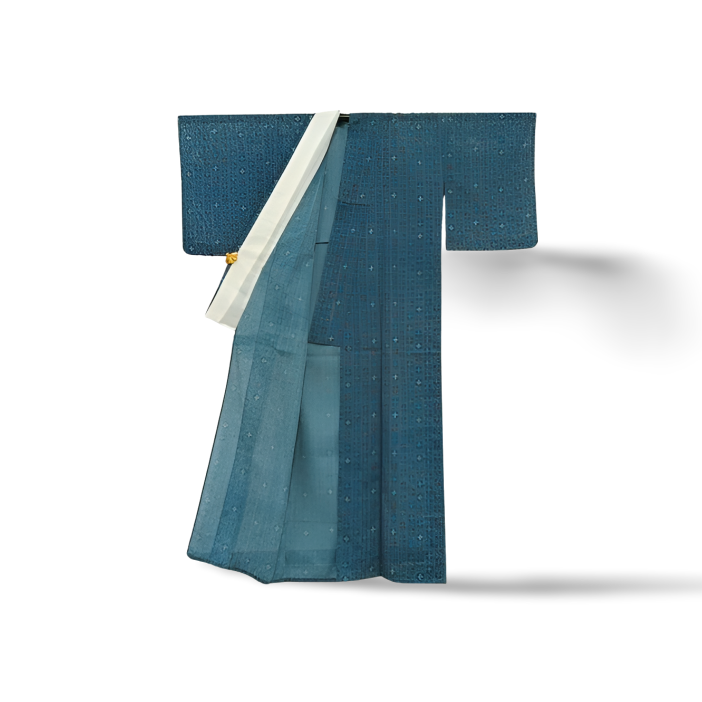 Japanese Ro summer kimono in indigo Kasuri with wildflowers — Renaras atelier
