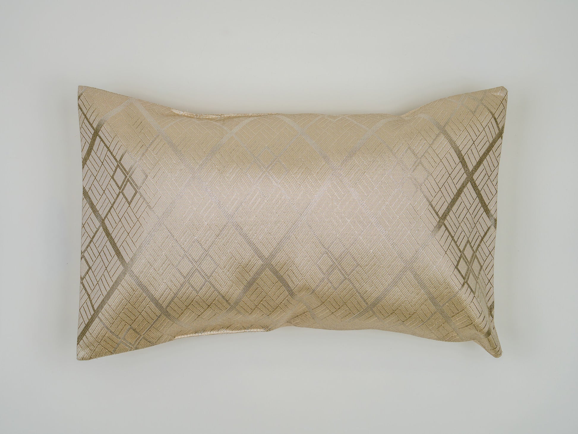 Japanese ceremonial silk lumbar pillow with tonal weave in cream and pearl — Renaras atelier