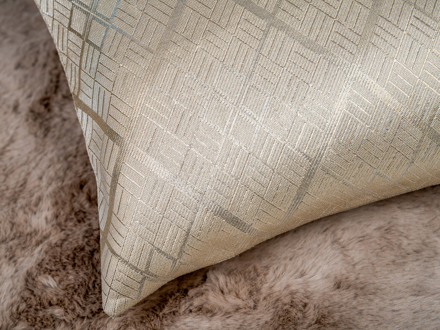 Japanese ceremonial silk lumbar pillow with tonal weave in cream and pearl — Renaras atelier