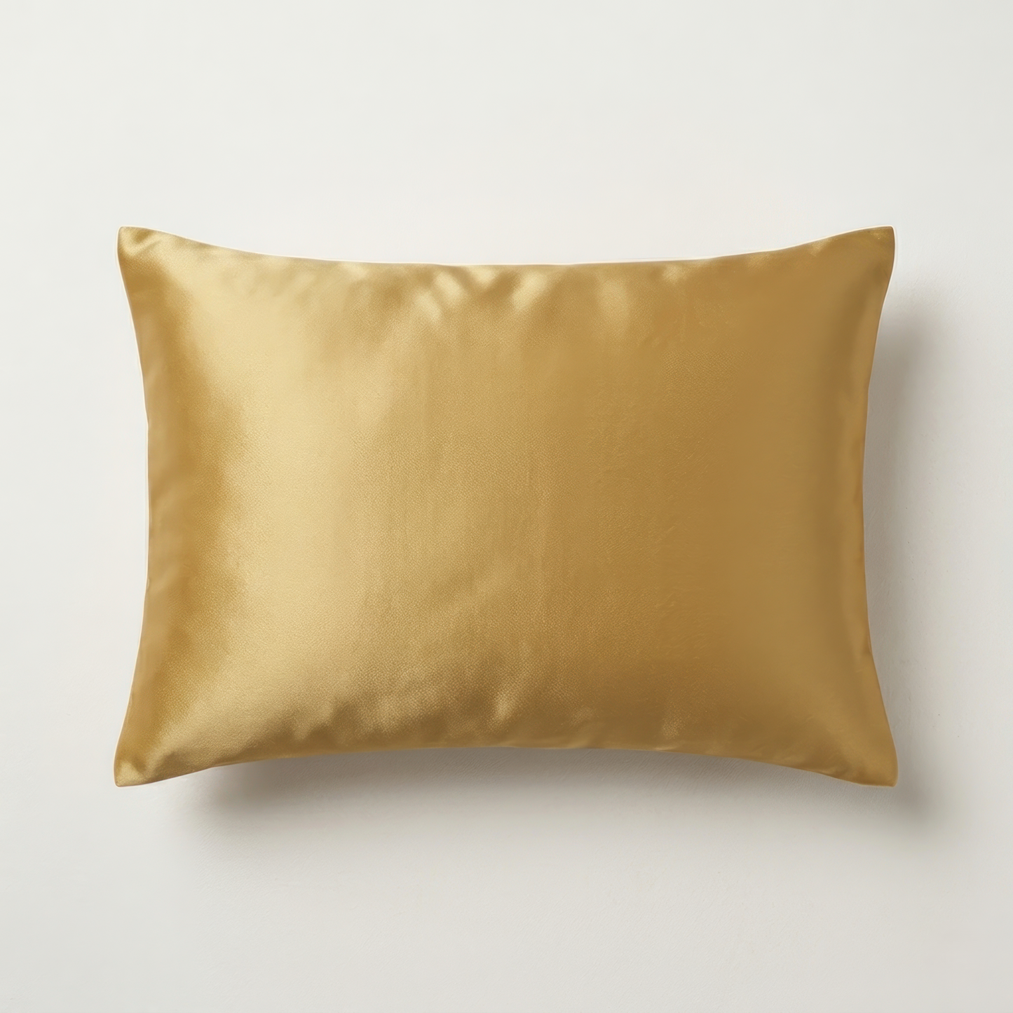 Japanese ceremonial silk lumbar pillow with sansui mountain-water landscape in aged gold and sage — Renaras atelier
