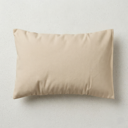 Japanese ceremonial silk lumbar pillow with noshi ceremonial streamers in champagne and vermilion — Renaras atelier