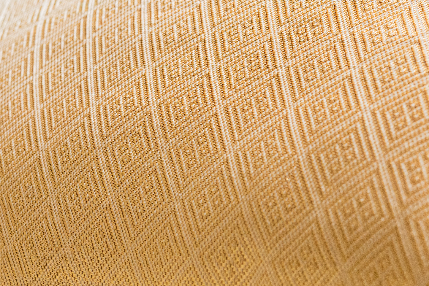 Japanese ceremonial silk lumbar pillow with yūsoku court pattern in coral and gold — Renaras atelier