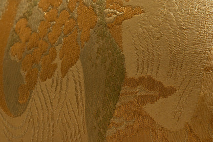 Japanese ceremonial silk lumbar pillow with kusudama autumn botanical motif in amber and persimmon — Renaras atelier