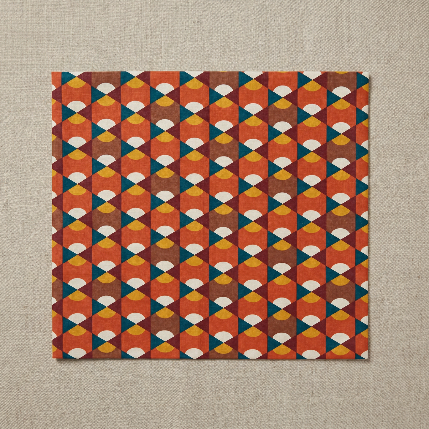 Cotton Furoshiki – The Scallop, Vertical Columns in Orange and Teal