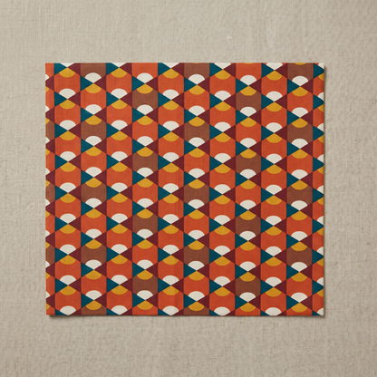 Cotton Furoshiki – The Scallop, Vertical Columns in Orange and Teal