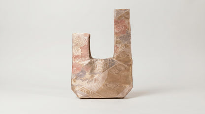 Japanese Ceremonial Silk Knot Bag – The Ōgi to Hana, Patchwork of Classical Motifs in Cream and Dusty Pastels