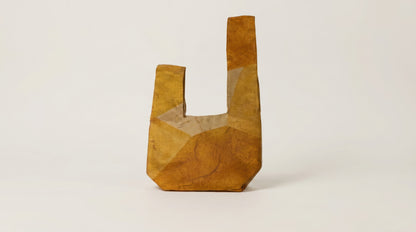 Japanese Ceremonial Silk Knot Bag – The Yamane no Hi, Geometric Patchwork in Mustard and Rust