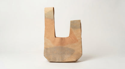 Japanese Ceremonial Silk Knot Bag – The Kasumi no Hi, Plant-Dyed Tonal Field in Camel and Olive