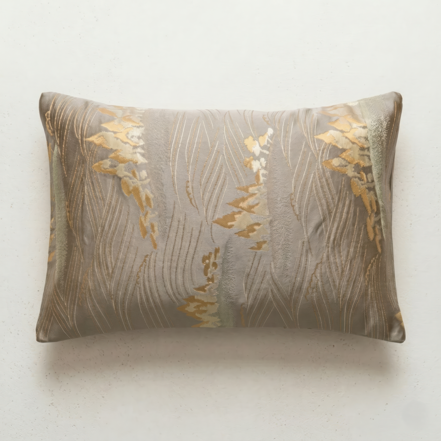 The Matsukaze Field — Vintage Japanese Obi Silk Lumbar Pillow