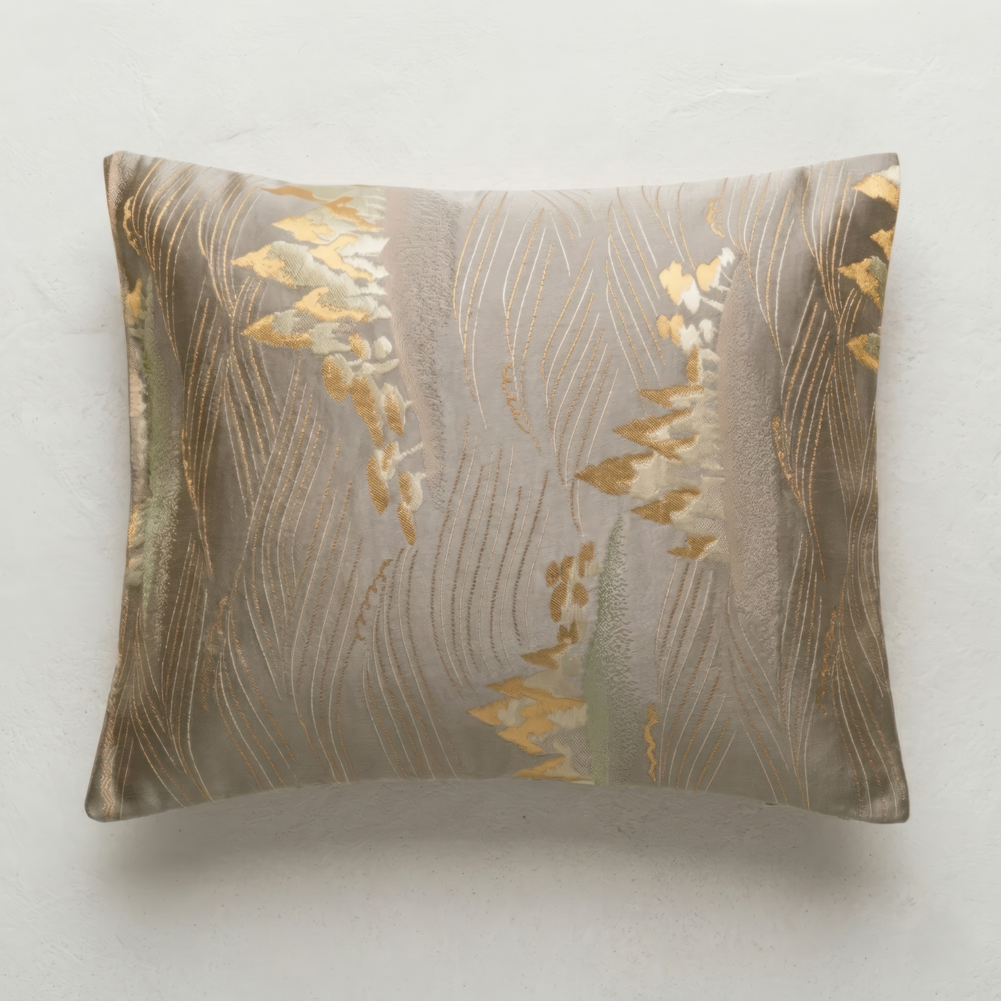 The Matsukaze Field — Vintage Japanese Obi Silk Lumbar Pillow