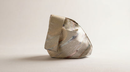 Japanese Ceremonial Silk Knot Bag – The Kogane no Obi, Striated Gold Bands in Champagne and Pastel