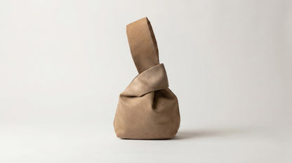 Japanese Ceremonial Silk Knot Bag – The Sude no Iro, Plain Tonal Silk in Biscuit Tan