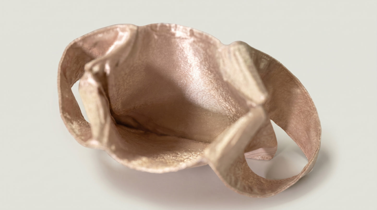 Japanese Ceremonial Silk Knot Bag – The Yume no Kasumi, Karakusa Damask in Blush and Copper