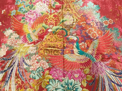 Japanese ceremonial silk Uchikake with phoenix in pink-to-purple ombré — Renaras atelier