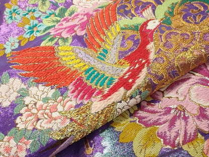 Japanese ceremonial silk Uchikake with phoenix in pink-to-purple ombré — Renaras atelier