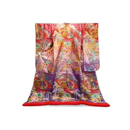 Japanese ceremonial silk Uchikake with phoenix in pink-to-purple ombré — Renaras atelier