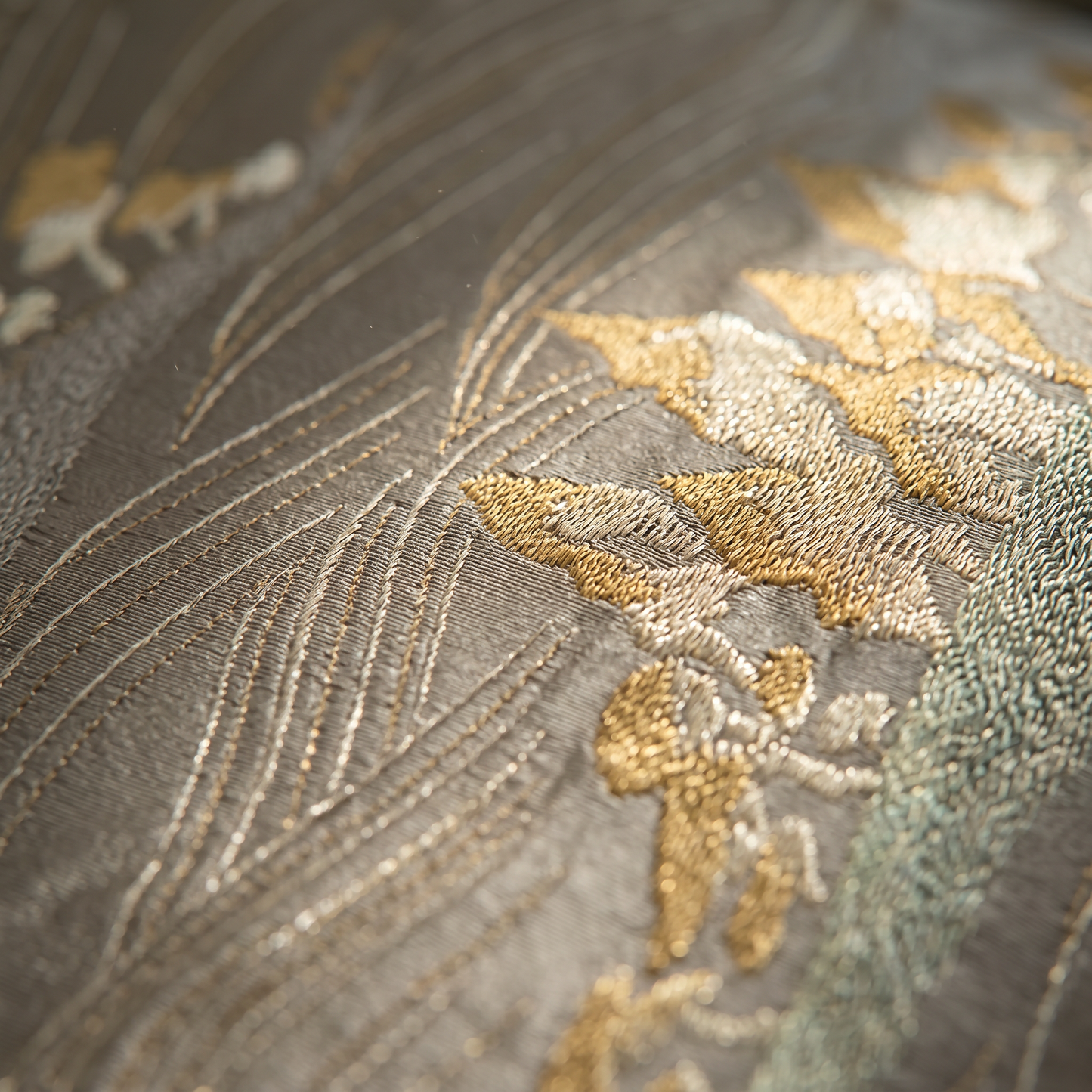 The Matsukaze Field — Vintage Japanese Obi Silk Lumbar Pillow