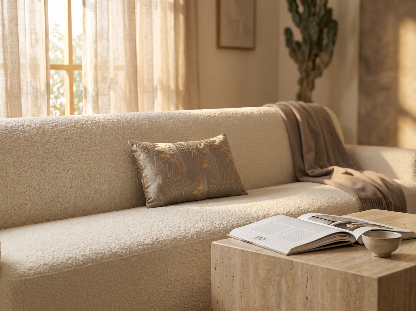 The Matsukaze Field — Vintage Japanese Obi Silk Lumbar Pillow